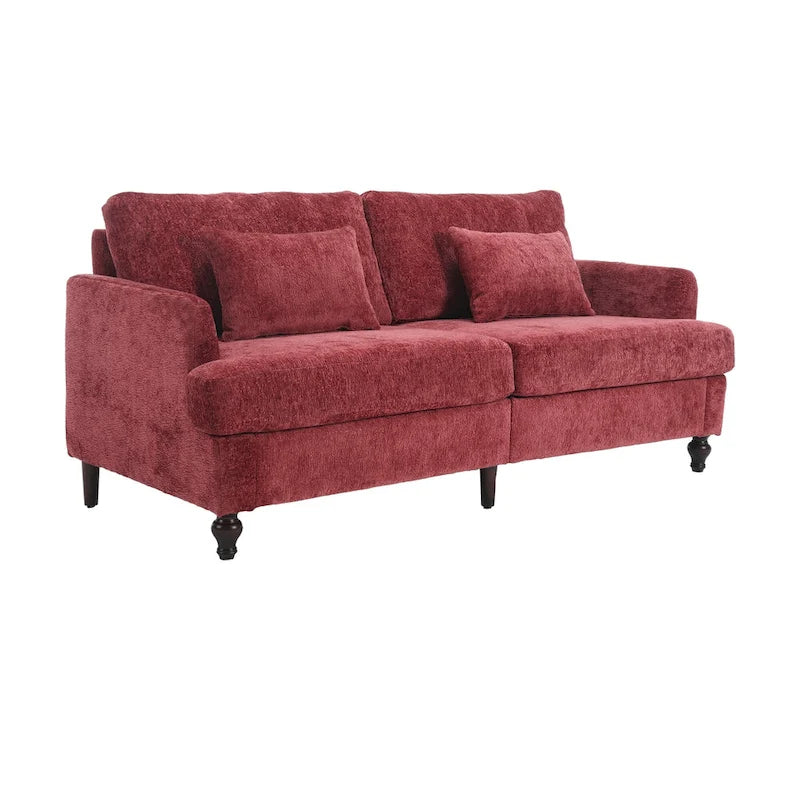 Red Chenille Loveseat, 2-Seater
