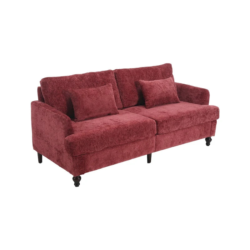 Red Chenille Loveseat, 2-Seater