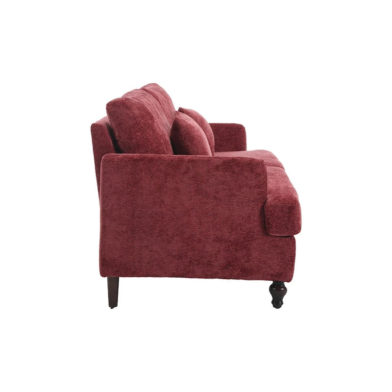 Red Chenille Loveseat, 2-Seater