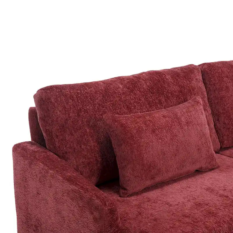 Red Chenille Loveseat, 2-Seater