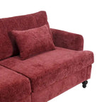 Red Chenille Loveseat, 2-Seater