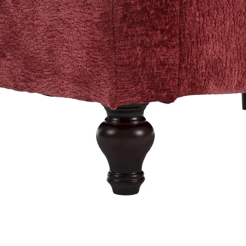 Red Chenille Loveseat, 2-Seater