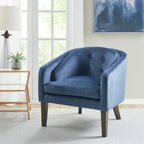 Blue Velvet Tufted Mid-Century Accent Chair, 1-Seat