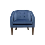 Blue Velvet Tufted Mid-Century Accent Chair, 1-Seat