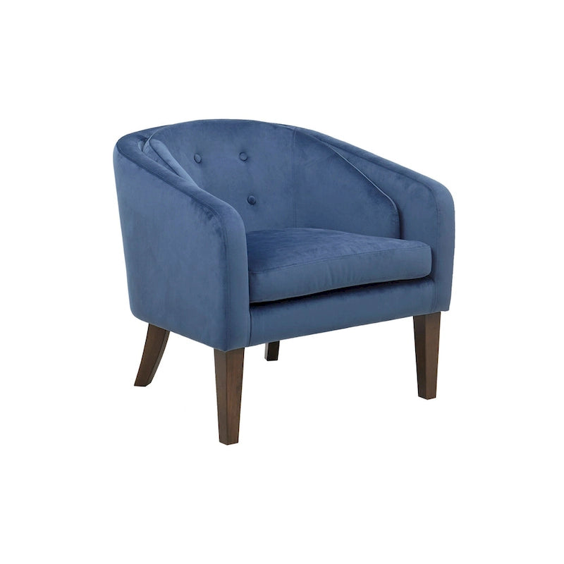 Blue Velvet Tufted Mid-Century Accent Chair, 1-Seat