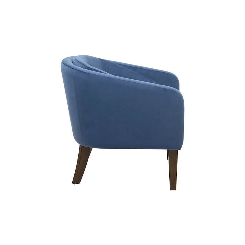 Blue Velvet Tufted Mid-Century Accent Chair, 1-Seat
