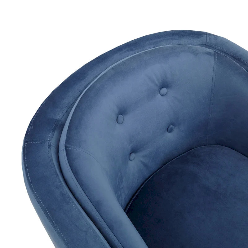 Blue Velvet Tufted Mid-Century Accent Chair, 1-Seat