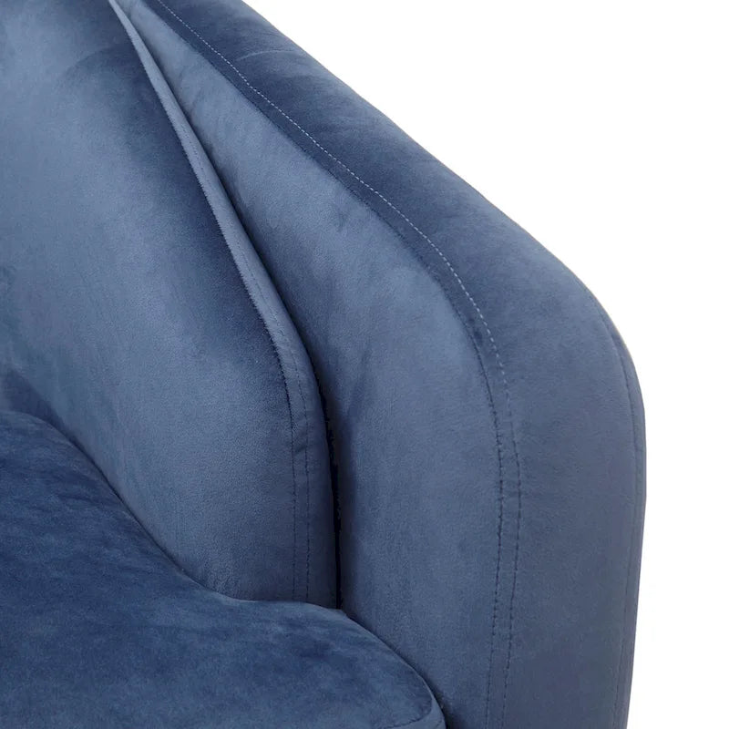 Blue Velvet Tufted Mid-Century Accent Chair, 1-Seat