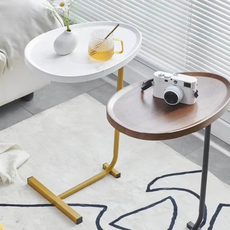 Brown C-Shaped Side Tables, Set of 2