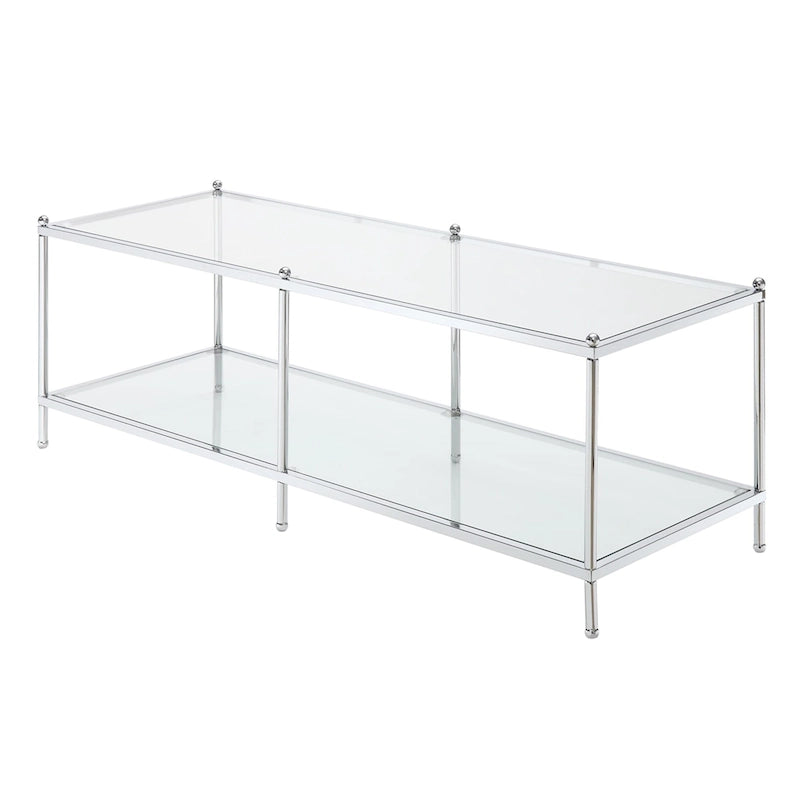 2-Tier Glass Coffee Table – Chrome or Gold Frame, Seats 2+