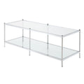 2-Tier Glass Coffee Table – Chrome or Gold Frame, Seats 2+