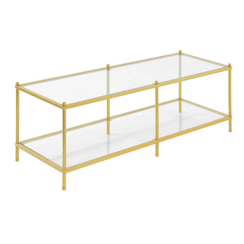 2-Tier Glass Coffee Table – Chrome or Gold Frame, Seats 2+