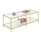 2-Tier Glass Coffee Table – Chrome or Gold Frame, Seats 2+