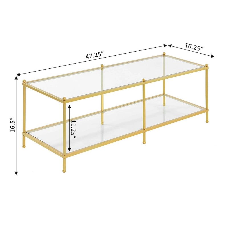 2-Tier Glass Coffee Table – Chrome or Gold Frame, Seats 2+