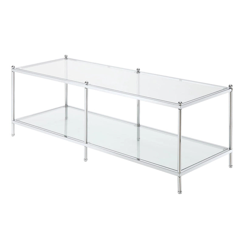2-Tier Glass Coffee Table – Chrome or Gold Frame, Seats 2+