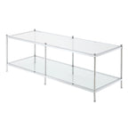2-Tier Glass Coffee Table – Chrome or Gold Frame, Seats 2+