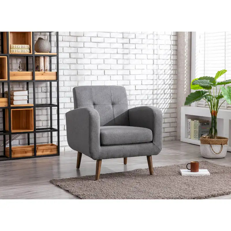 Fabric / PU Tufted Accent Chair, 1-Seat