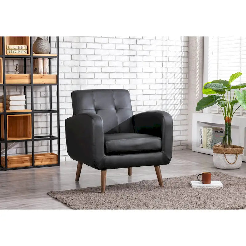 Fabric / PU Tufted Accent Chair, 1-Seat