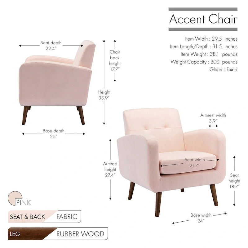 Fabric / PU Tufted Accent Chair, 1-Seat
