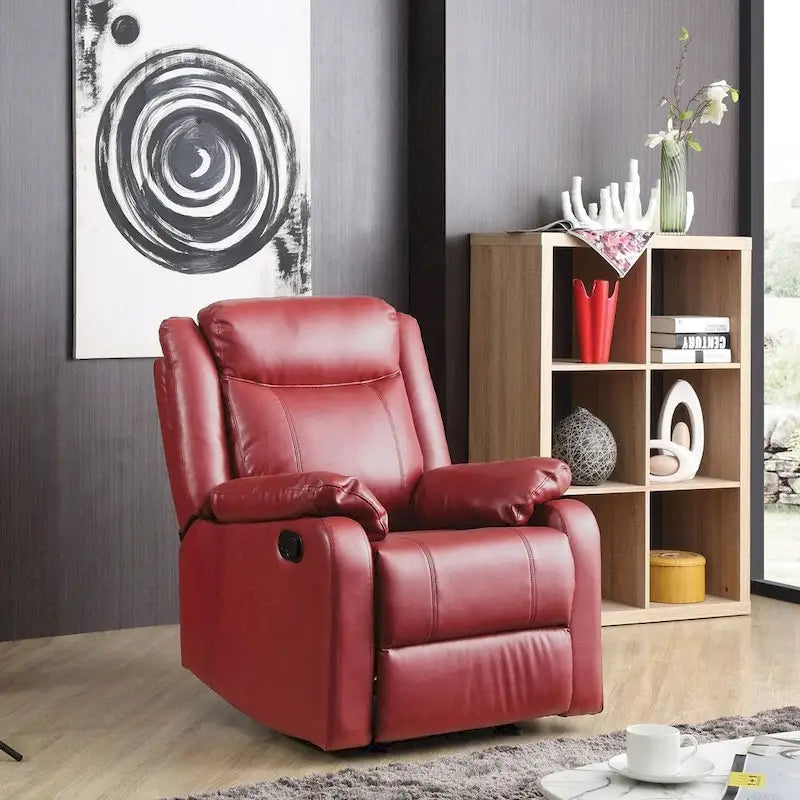 Multi-Color Faux Leather Rocking Recliner, Single Seat