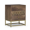 Walnut & Gold 3-Drawer Side Table