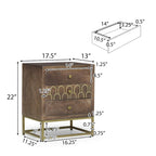 Walnut & Gold 3-Drawer Side Table