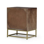Walnut & Gold 3-Drawer Side Table
