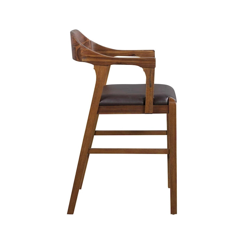 Brown Faux Leather Counter & Bar Height Stool, Single Seat