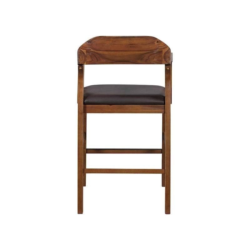 Brown Faux Leather Counter & Bar Height Stool, Single Seat