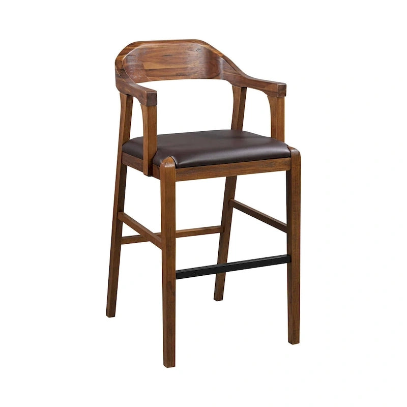 Brown Faux Leather Counter & Bar Height Stool, Single Seat