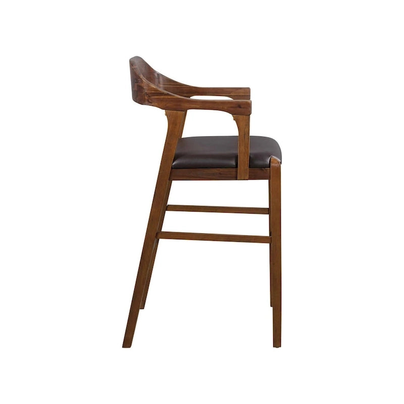 Brown Faux Leather Counter & Bar Height Stool, Single Seat