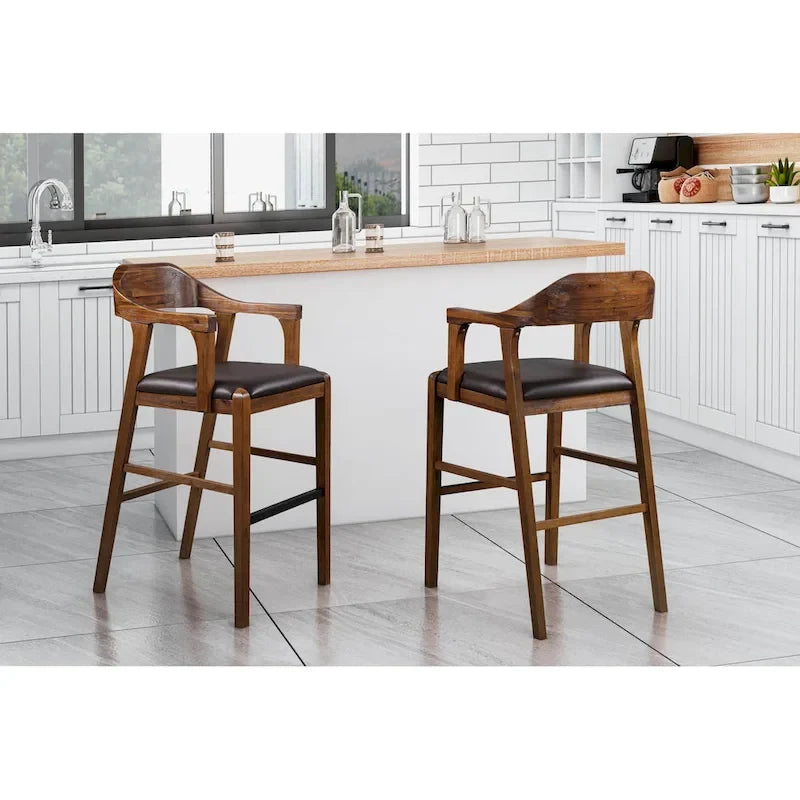 Brown Faux Leather Counter & Bar Height Stool, Single Seat