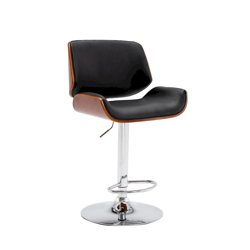 Height-Adjustable Bar Stool, PU Leather, Chrome Base, 1-Person (Black/White/Red/Brown)