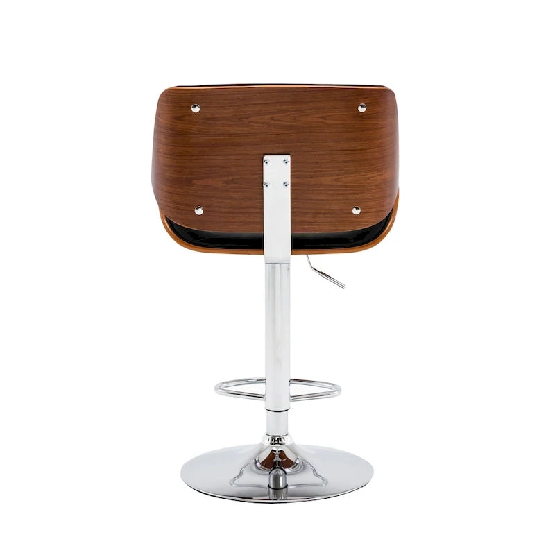 Height-Adjustable Bar Stool, PU Leather, Chrome Base, 1-Person (Black/White/Red/Brown)