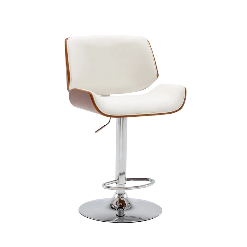 Height-Adjustable Bar Stool, PU Leather, Chrome Base, 1-Person (Black/White/Red/Brown)