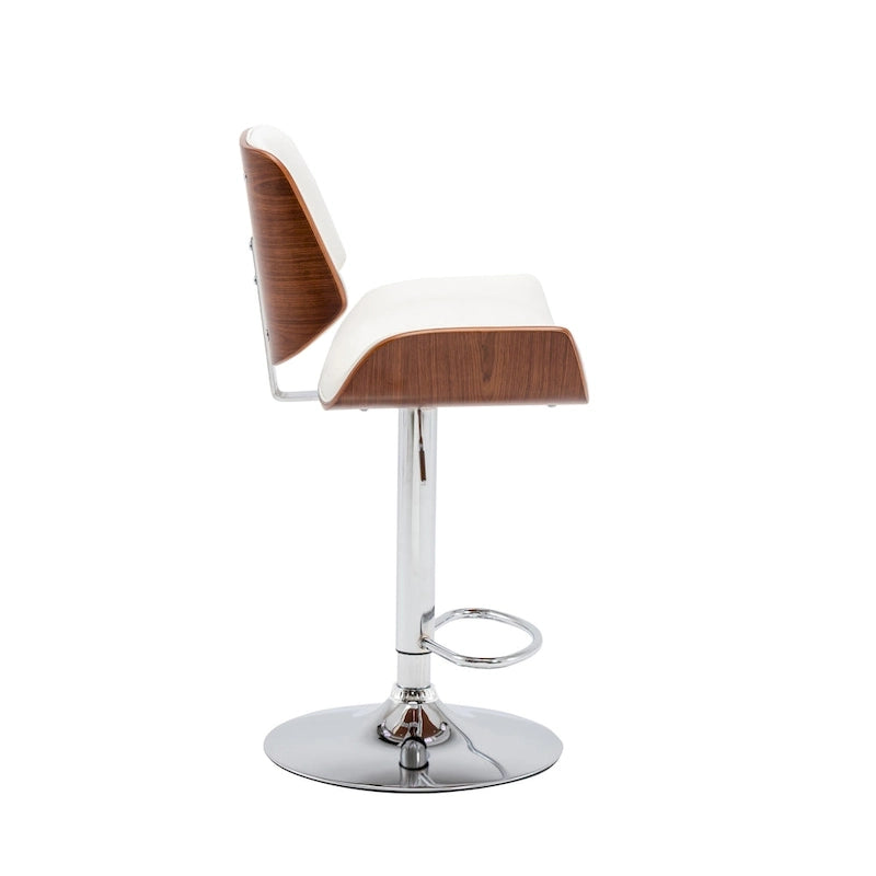 Height-Adjustable Bar Stool, PU Leather, Chrome Base, 1-Person (Black/White/Red/Brown)