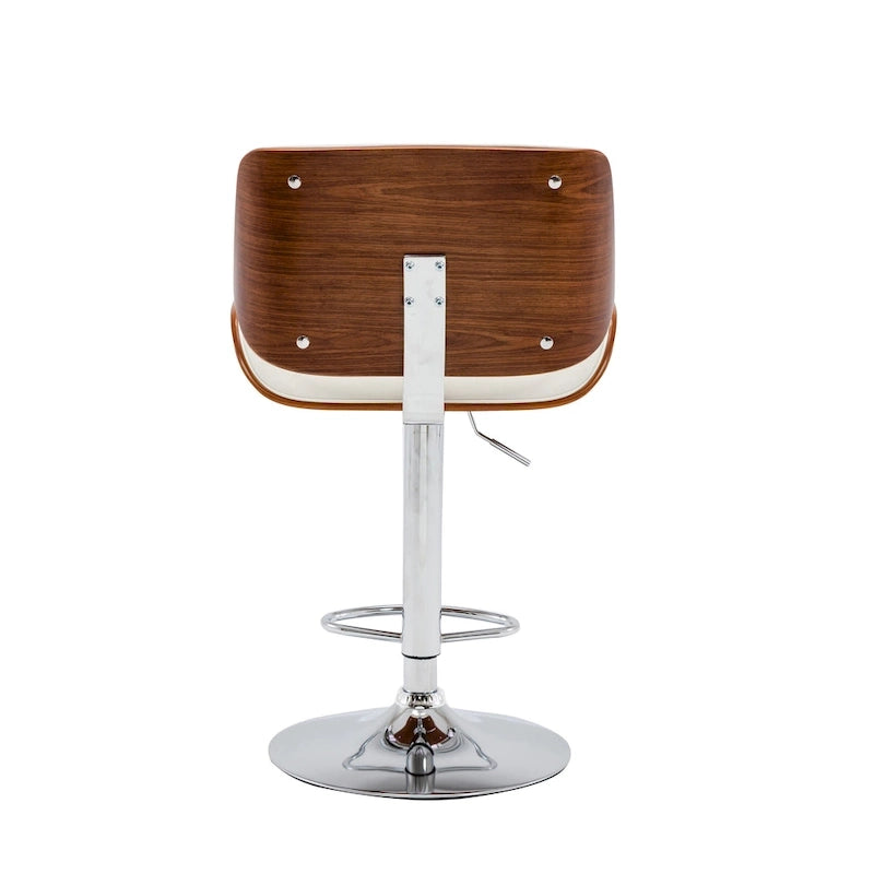 Height-Adjustable Bar Stool, PU Leather, Chrome Base, 1-Person (Black/White/Red/Brown)