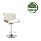 Height-Adjustable Bar Stool, PU Leather, Chrome Base, 1-Person (Black/White/Red/Brown)