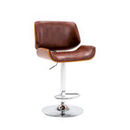 Height-Adjustable Bar Stool, PU Leather, Chrome Base, 1-Person (Black/White/Red/Brown)