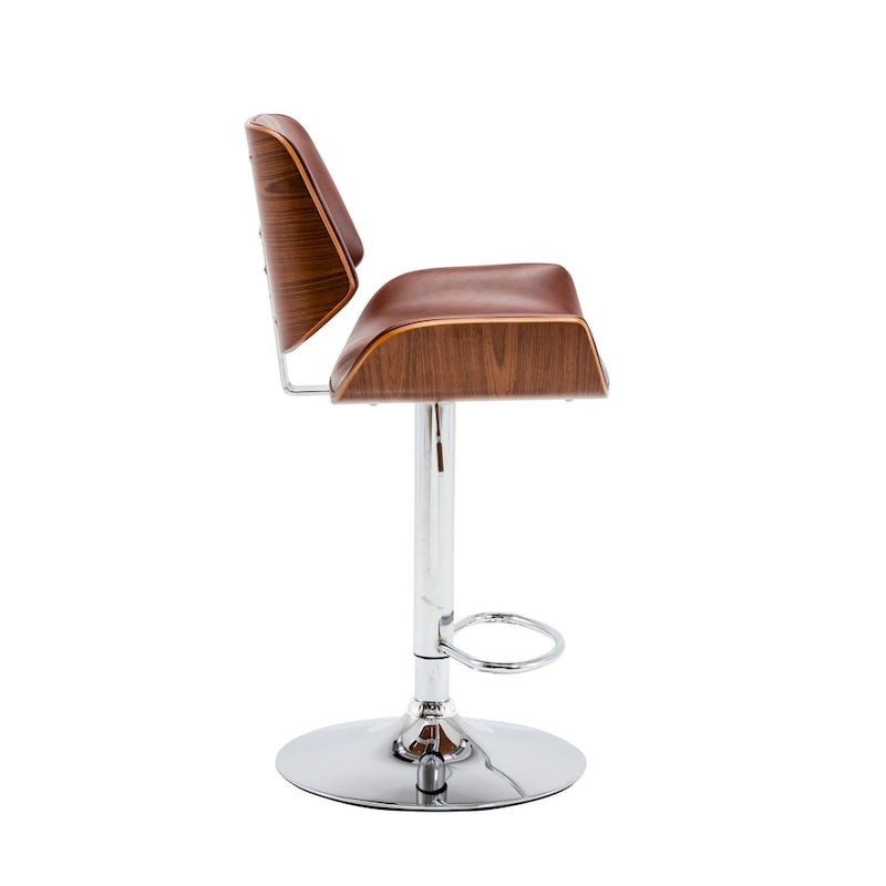 Height-Adjustable Bar Stool, PU Leather, Chrome Base, 1-Person (Black/White/Red/Brown)
