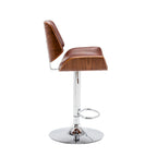 Height-Adjustable Bar Stool, PU Leather, Chrome Base, 1-Person (Black/White/Red/Brown)