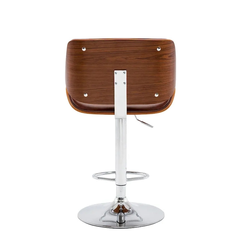 Height-Adjustable Bar Stool, PU Leather, Chrome Base, 1-Person (Black/White/Red/Brown)