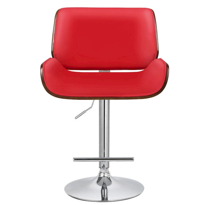 Height-Adjustable Bar Stool, PU Leather, Chrome Base, 1-Person (Black/White/Red/Brown)