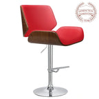 Height-Adjustable Bar Stool, PU Leather, Chrome Base, 1-Person (Black/White/Red/Brown)