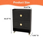 Black & White Flip-Drawer Shoe Cabinet, 2 Drawers, Freestanding Entryway Storage, Fits Family Use