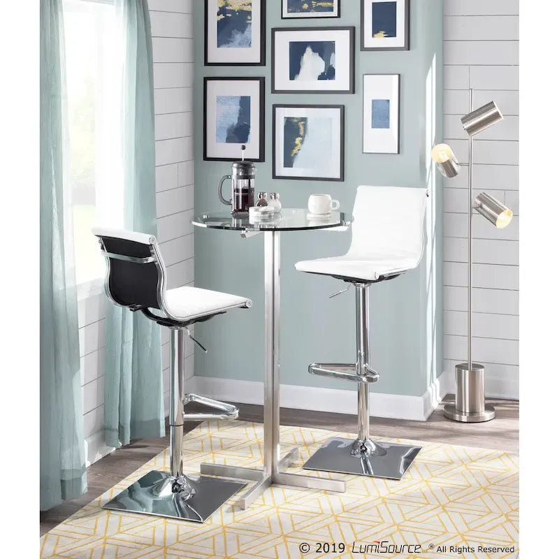 Black / White / Grey Adjustable Swivel Bar Stool, Faux Leather, 1-Person