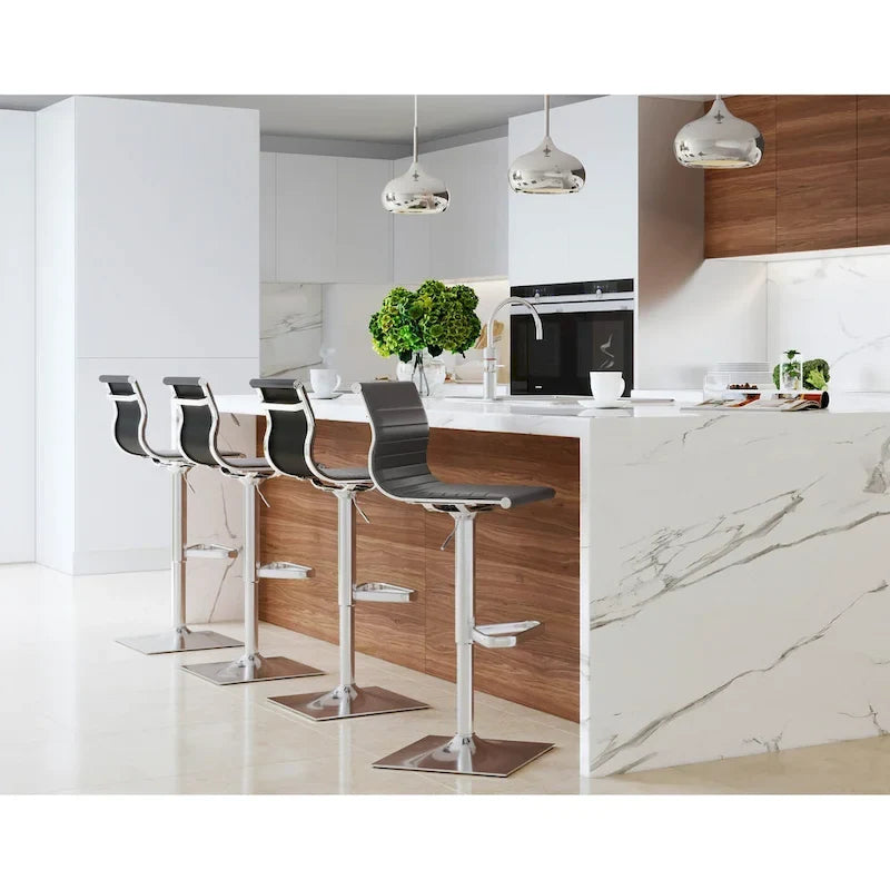 Black / White / Grey Adjustable Swivel Bar Stool, Faux Leather, 1-Person