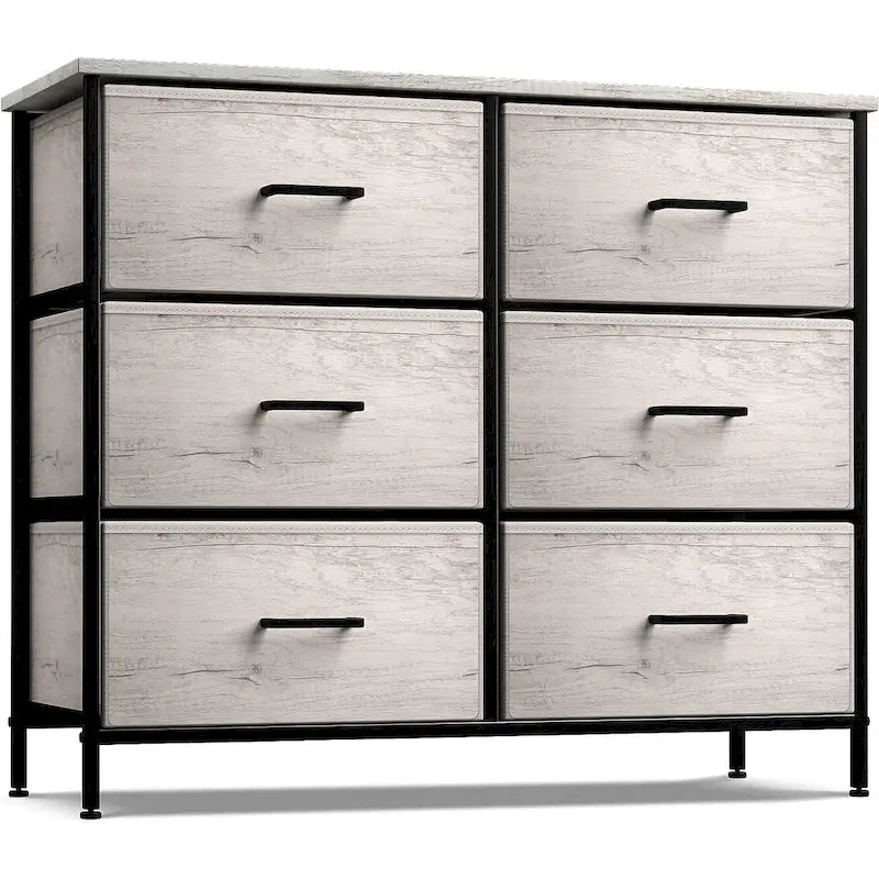 Greige 6-Drawer Fabric Dresser for Bedroom & Closet