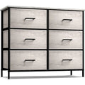 Greige 6-Drawer Fabric Dresser for Bedroom & Closet