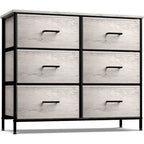 Greige 6-Drawer Fabric Dresser for Bedroom & Closet
